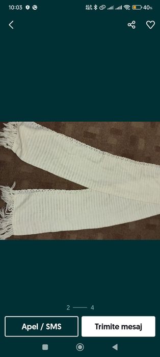 Eşarfă şi şal tricotate albe, preț 40 lei ambele.