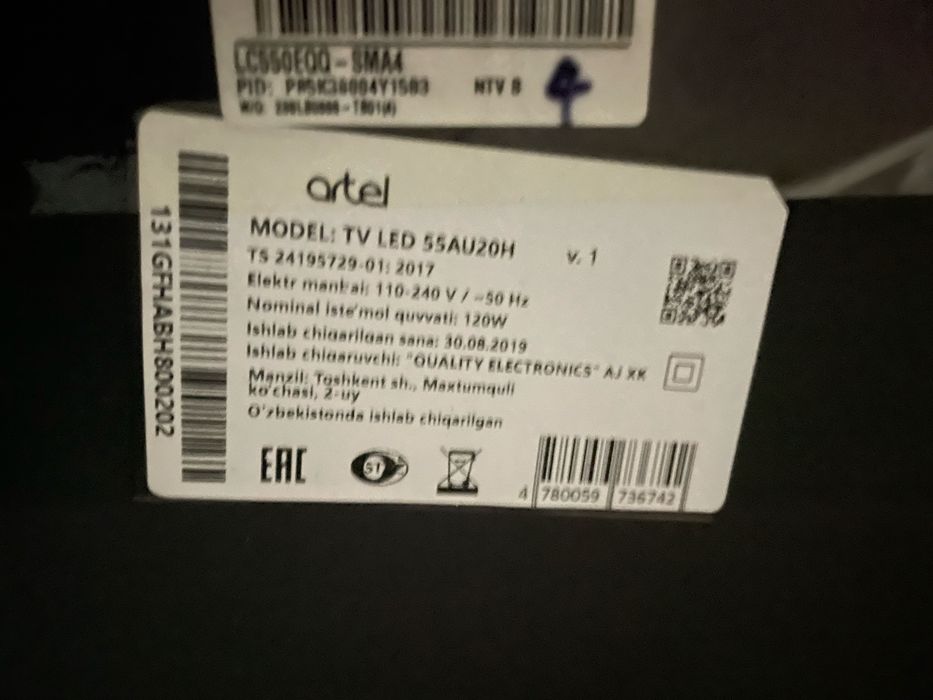 Artel 55AU20H TV LED modeli