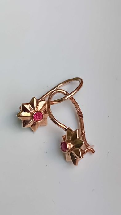 Антикварни СССР златни обеци с рубини