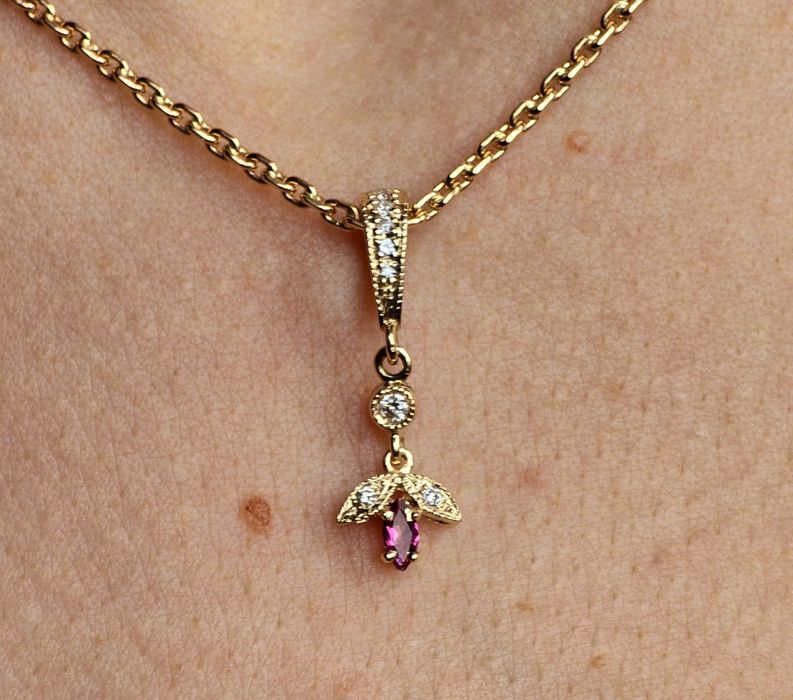 Set din aur diamante și turmaline roz naturale, handmade