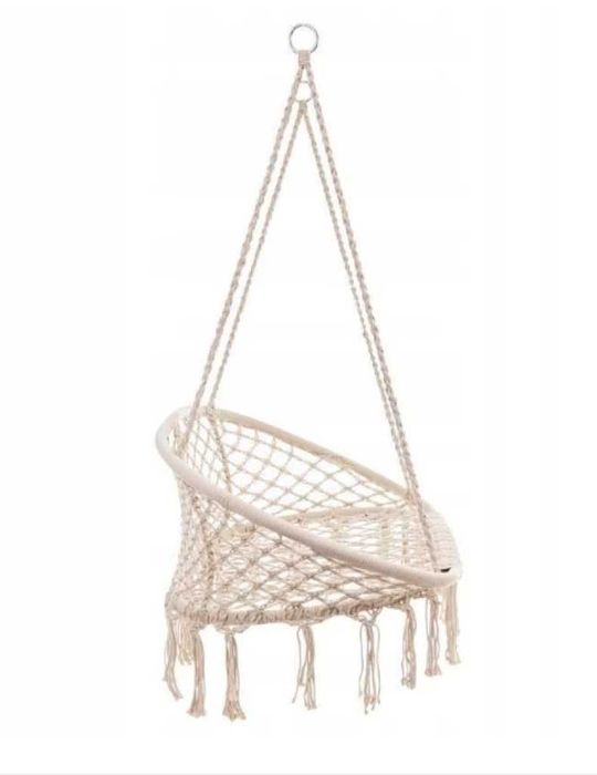 Луксозна Двойна бежова градинска люлка за двама с възглавница