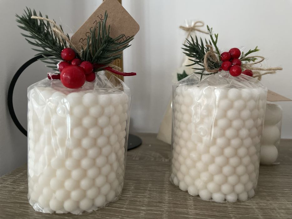 Ръчно изработени коледни свещи от чист пчелен и чист соев восък