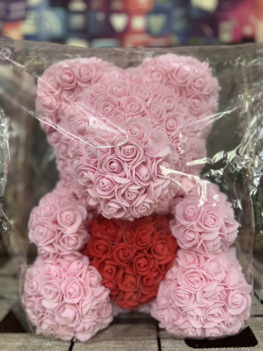 Декор, мишка из цветов, подарок, предмет декора