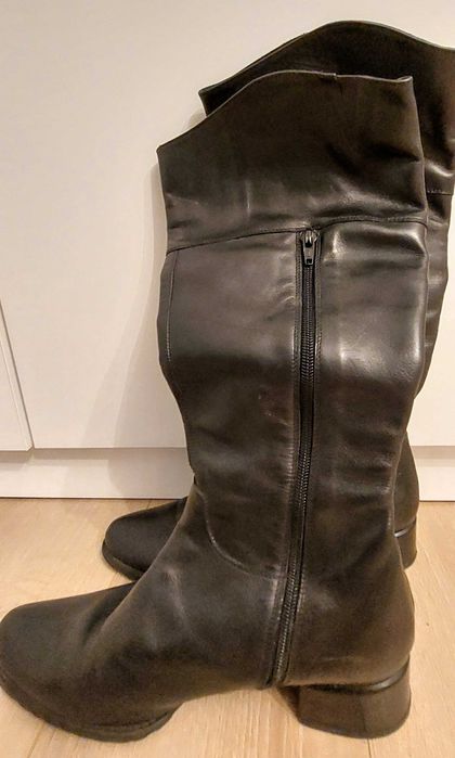 Cizme piele negre cu fermoar lateral