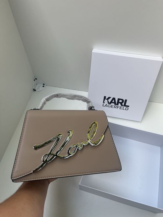 Geanta Karl Lagerfeld negru/alb/crem