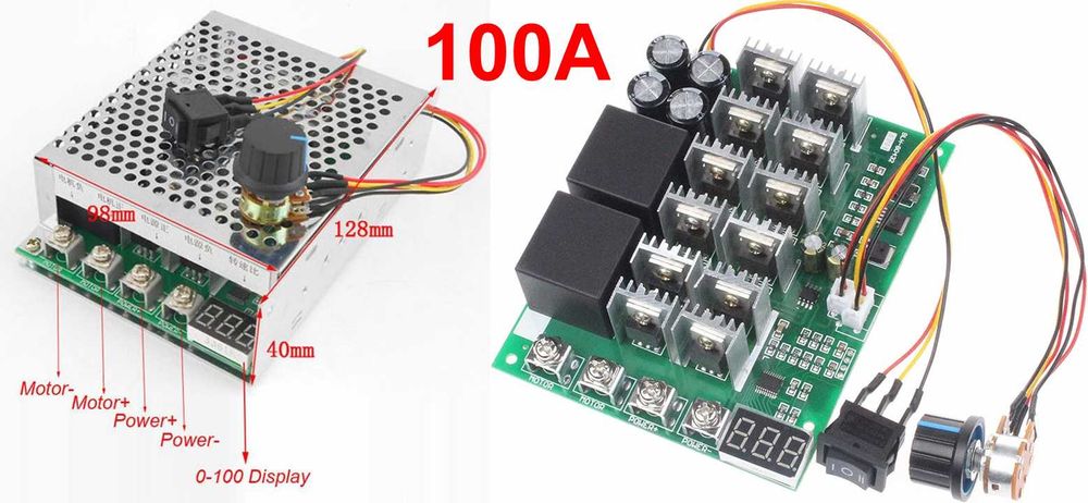 PWM 100A variator turatie regulator turatie motor DC 10-55V. Ambalat!