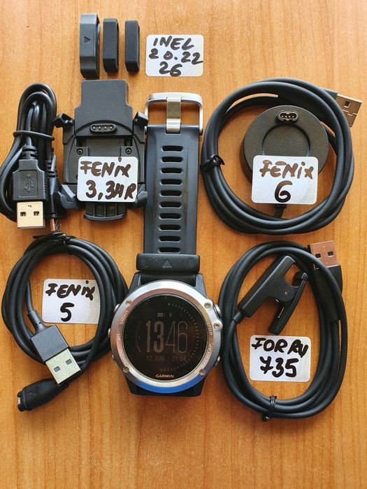 Cerea Garmin Fenix 3,3HR, Forerunners 735XT, încărcătoare, inele, etc