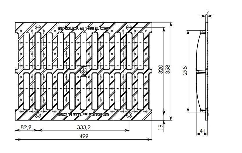 Лоток водоотводный + чугунная решетка Gidrolica DN300 (под заказ)