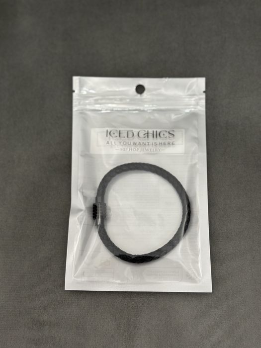Brățară piele neagră cu magnet, stil minimalist, unisex