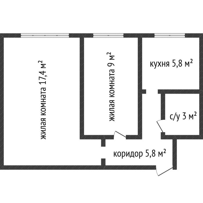 Продам 2х комнатуную