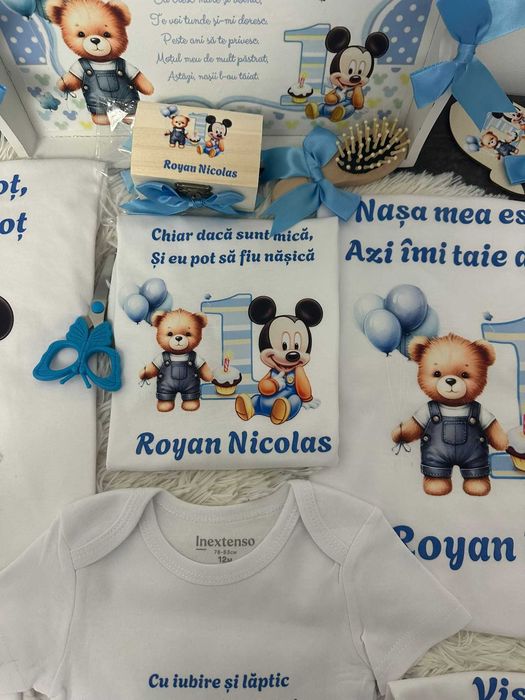 Set tricouri personalizate pentru taierea motului si set tavita mot