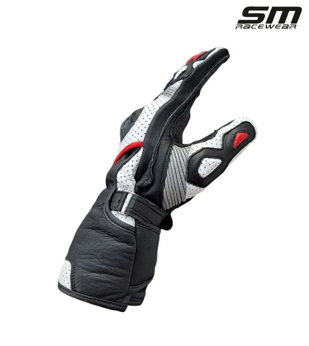 Manusi moto piele naturala SM Alp Red-White-Black S, M, L, XL, 2XL Noi