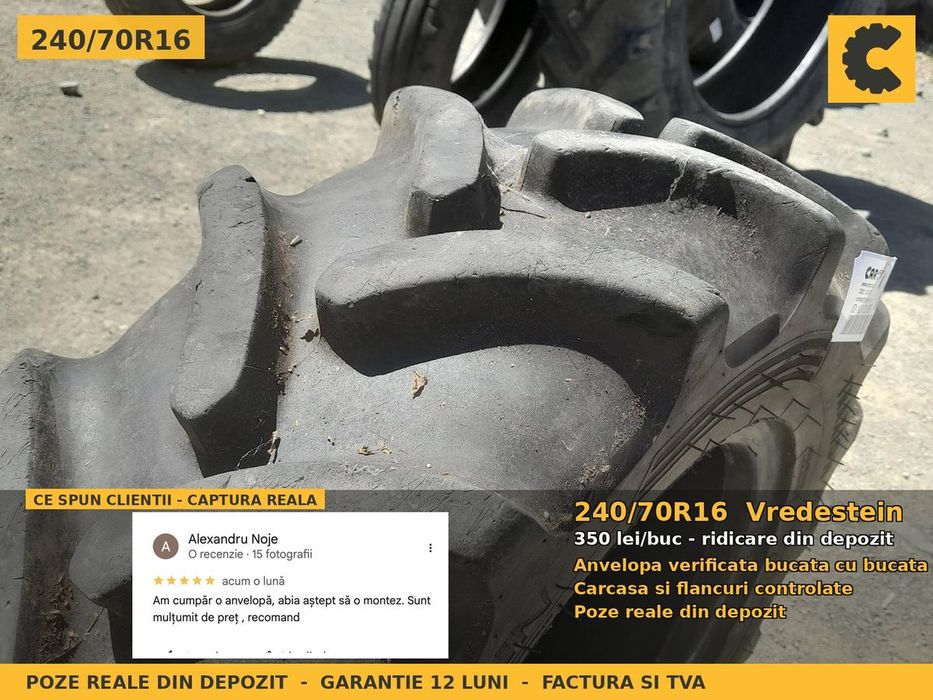 Anvelope Cauciucuri 240/70R16 240/70 R16 240/70-16 2407016 Vredestein Tractor Punte Fata Utilaje Agricole SH Second Hand GARANTIE Garantie 1 An