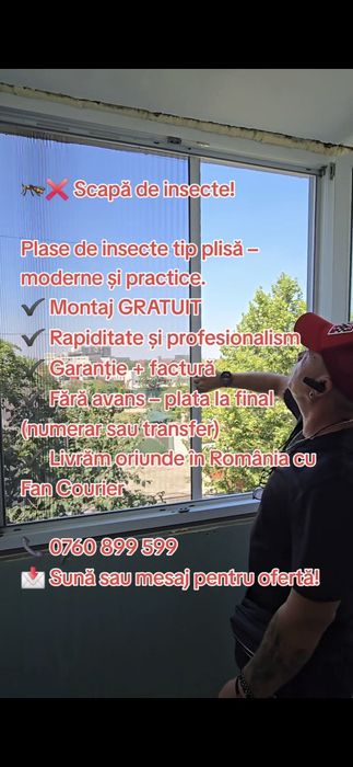 Plase insecte tip plisse, tip rulou, pe balamale