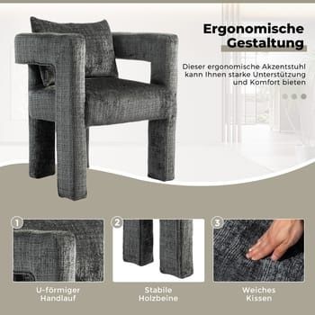 NOU Scaun-fotoliu M-form, gri, catifea