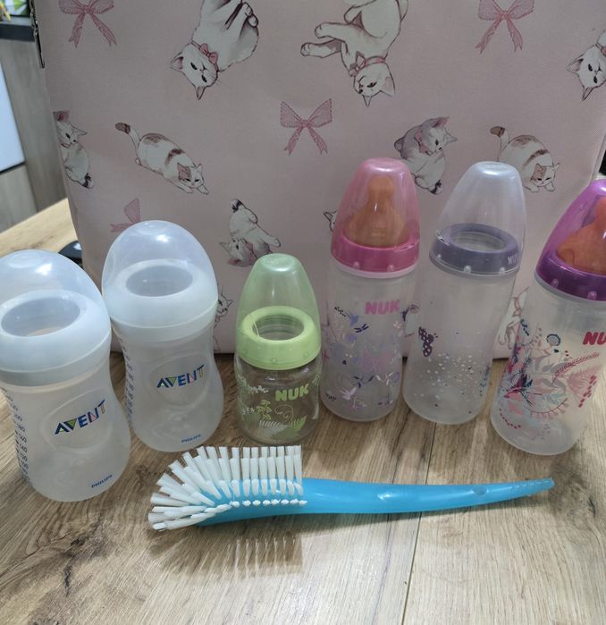 Комплект шишета Avent и NUK,подарък четка