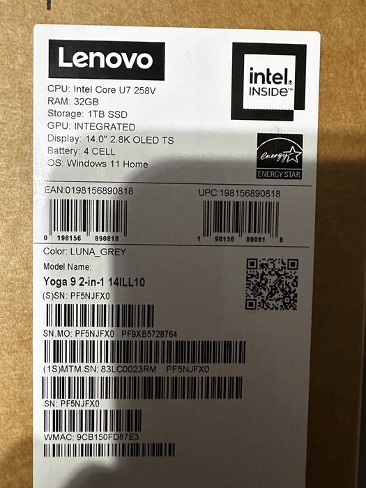 Lenovo YOGA 9, 2-in-1, 114ILL10 cu procesor Intel Core Ultra 7, 258V