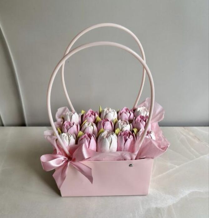 Тюльпаны из зефира букет на 8 марта