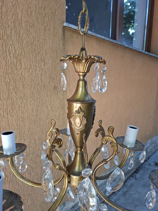 Candelabru bronz +aplice,elemente cristal