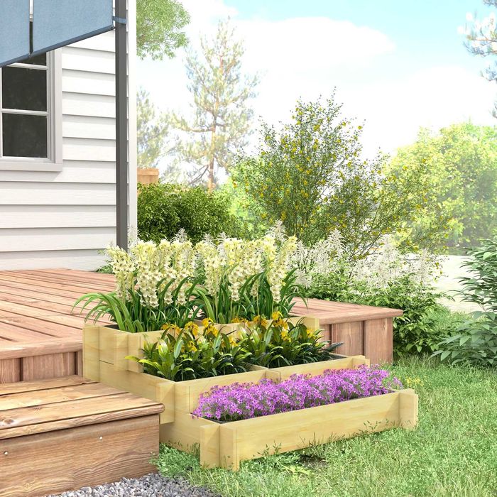 Повдигната леха Outsunny, сандъче за цветя, 3-етажна