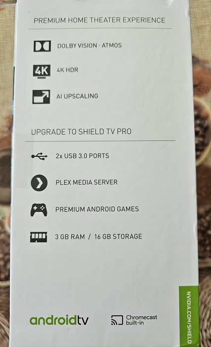 Медиен плейър nVIDIA Shield TV Pro, Android TV, 16GB, 3GB RAM, 4K, HDR, Черен