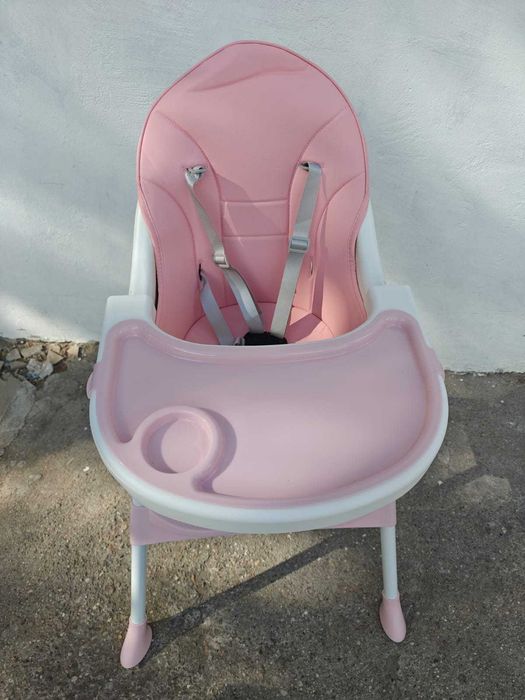Scaun alimentatie bebe, 3 pozitii, noi, culoare roz