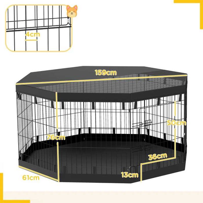 Кошарка за кученца PawHut, височина 76 см/приблизително 2,5 м², 8 панела