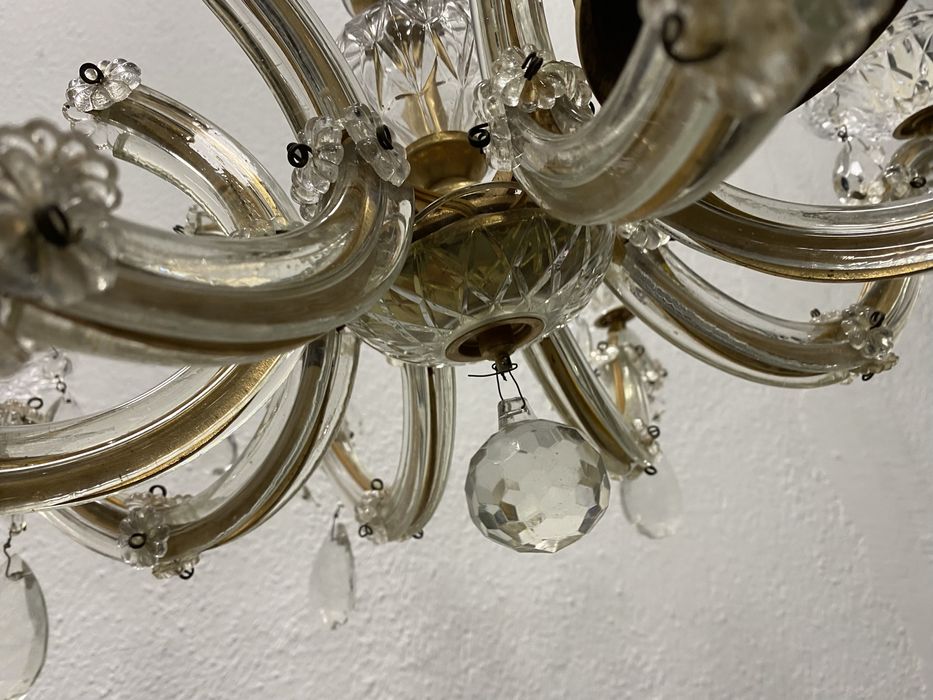 Италиански Кристален полилей с месингова основа
