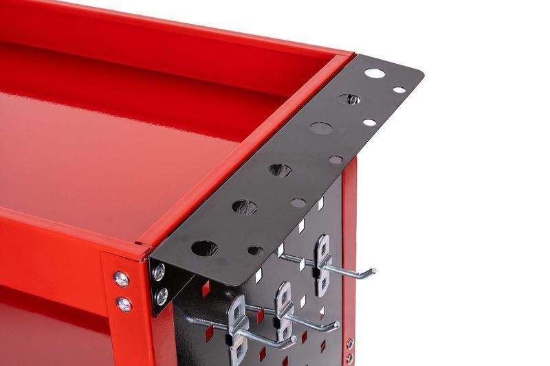 Мобилна количка с 3 рафта, държач за отвертки и панел с куки invento