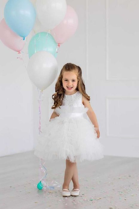 ПРОМО! НОВА Рокля за кръщене в бяло с камъни Swarovski Official! 12М