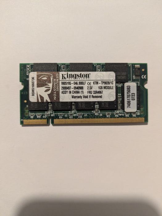 Memorie RAM Laptop DDR1 1GB Kingston KTM-TP9828/1G (Compatibil IBM/Len