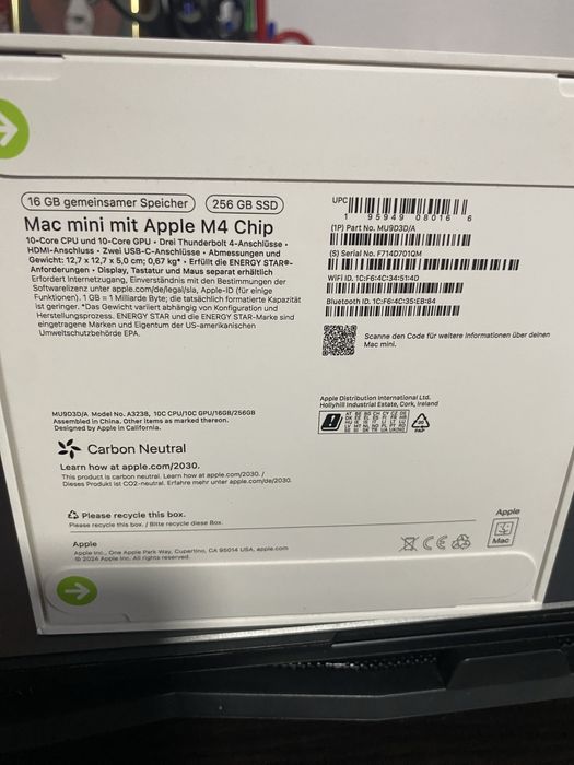 Mac Mini PC Apple 16GB 256GB SSD