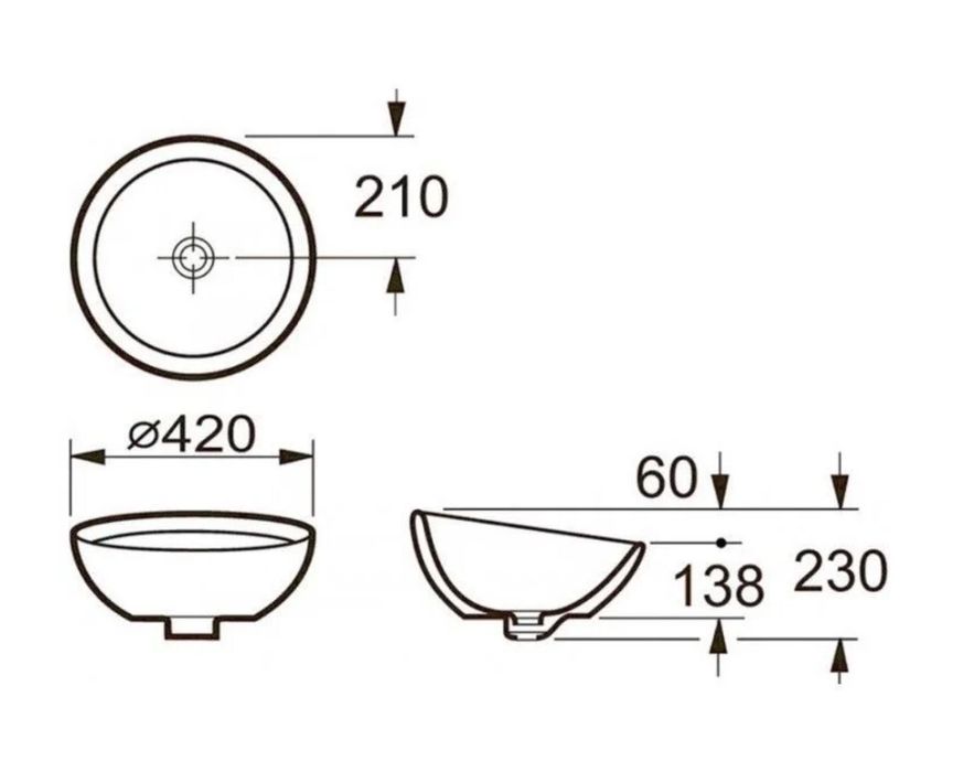 Lavoar pentru baie "bol pe blat" 42cm ROCA