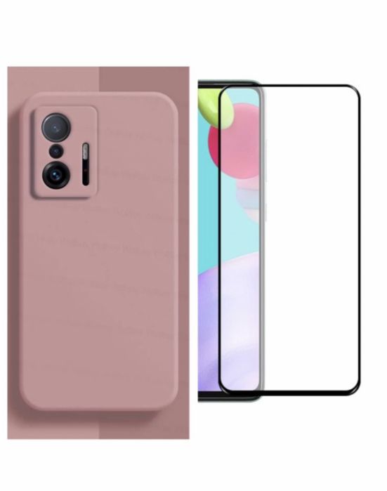 Husa Silk Alcant si Folie Sticla Xiaomi Redmi 11T 12 13C PRO LITE 14C