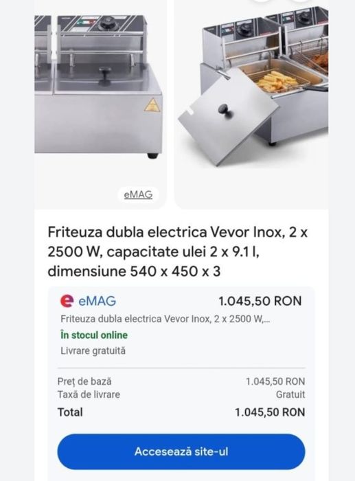 Friptiza dubla electrica 2 x 10 l.2500 w noua