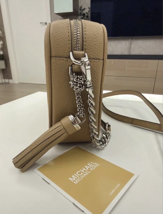 Geanta crossbody de piele Maro taupe Michael Kors