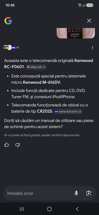 Telecomanda KENWOOD RC- F0601