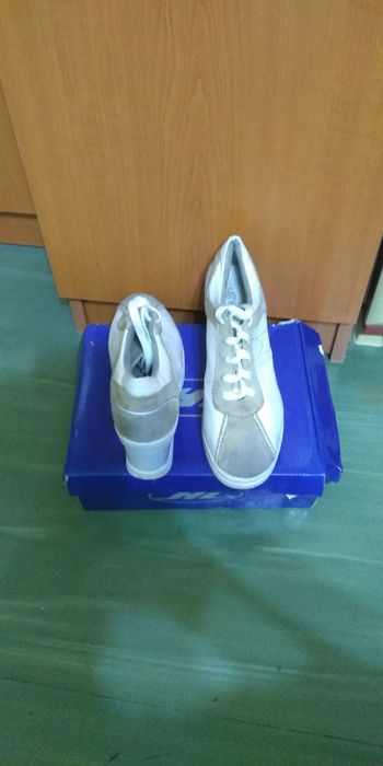 Sneakers/ Adidasi/ Pantofi sport cu platforma, alb-gri Eifa Collection