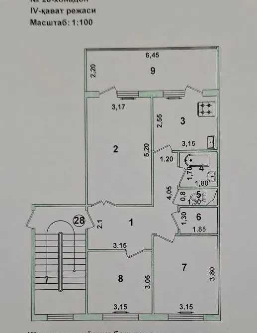 Чиланзар - 5 кв-л  3 ком 80м2 метро Новза