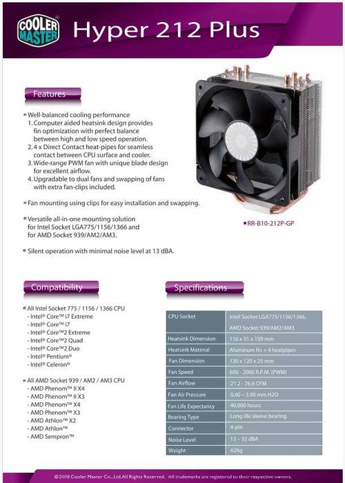 Охладител за процесор Cooler Master Hyper 212 Plus