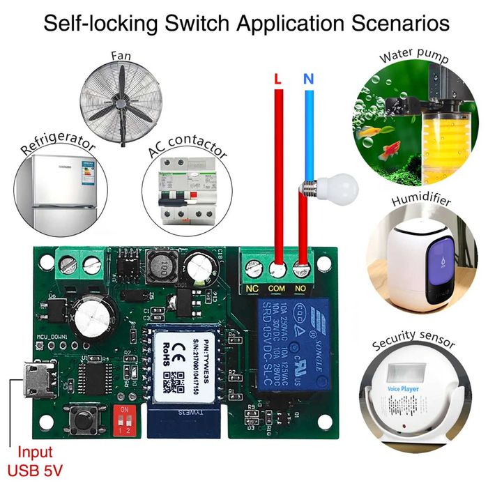 Comutator switch inteligent zigbee 1CH usa, poarta garaj automatizata
