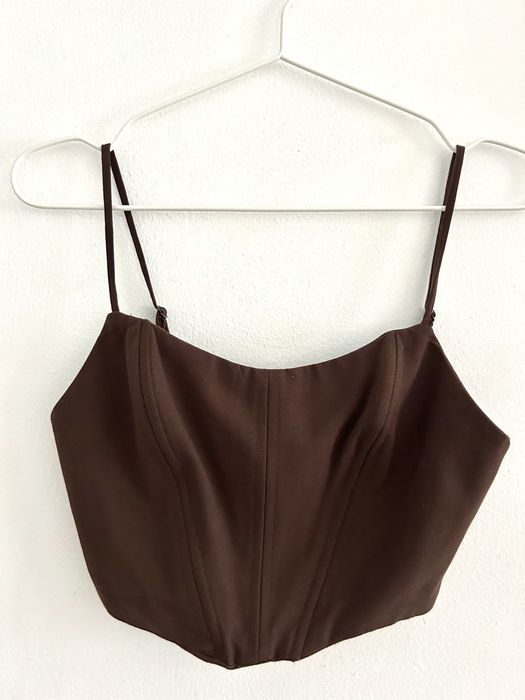 Кафяв корсет топ – размер S Pull&Bear