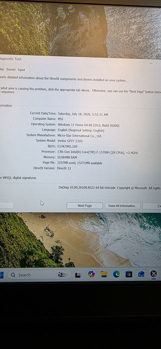 Laptop gaming MSI Vector i7 RTX 4070