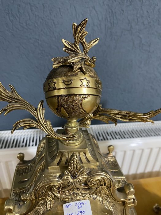 Set ceas cu sfesnice din bronz masiv