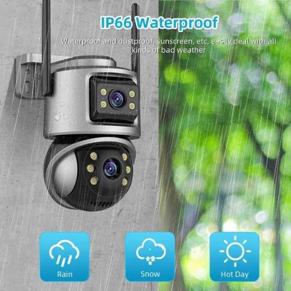 Двойна Външна WiFi Камера 8МП, ICSee, безжична