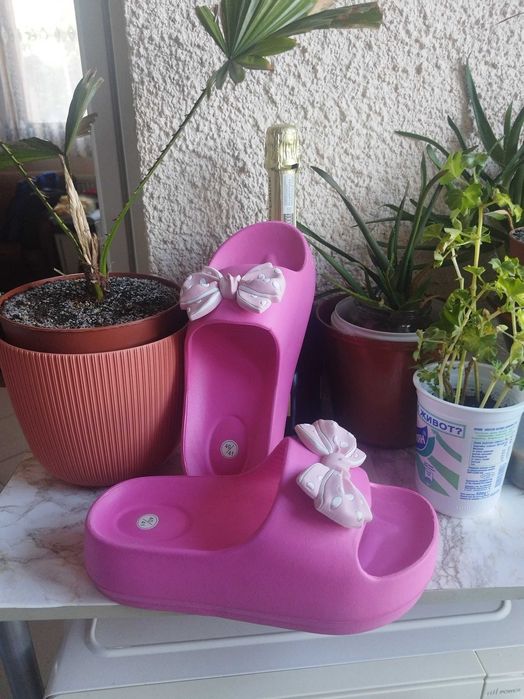 Цикламени чехли на платформа-40/41номер