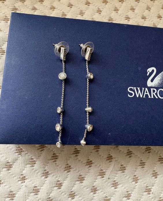 Сребърен комплект колие и обеци Swarovski със сертификат