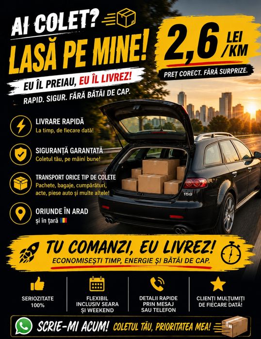 Curier Personal - Arad, județul Arad și în țară - seriozitate, discreție și rapiditate