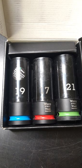 Wera Set 3 capete chei tubulare hexagonale lungi de impact pentru suruburi roti  Wheel Impaktor