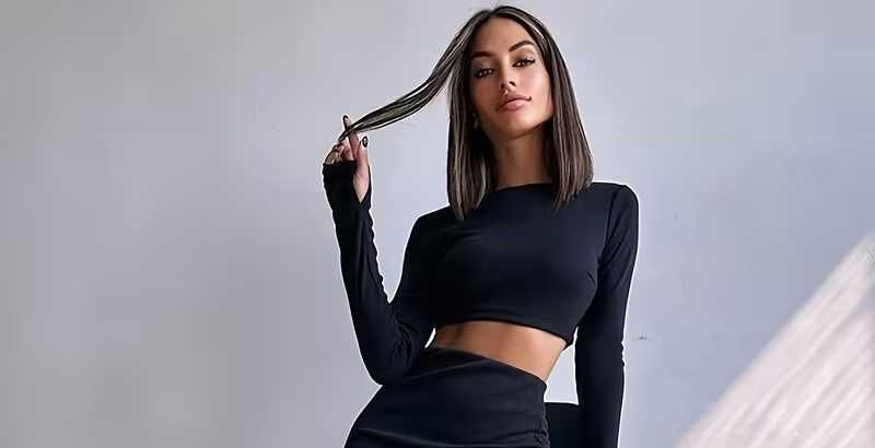 Ново! Стилна къса дамска блуза